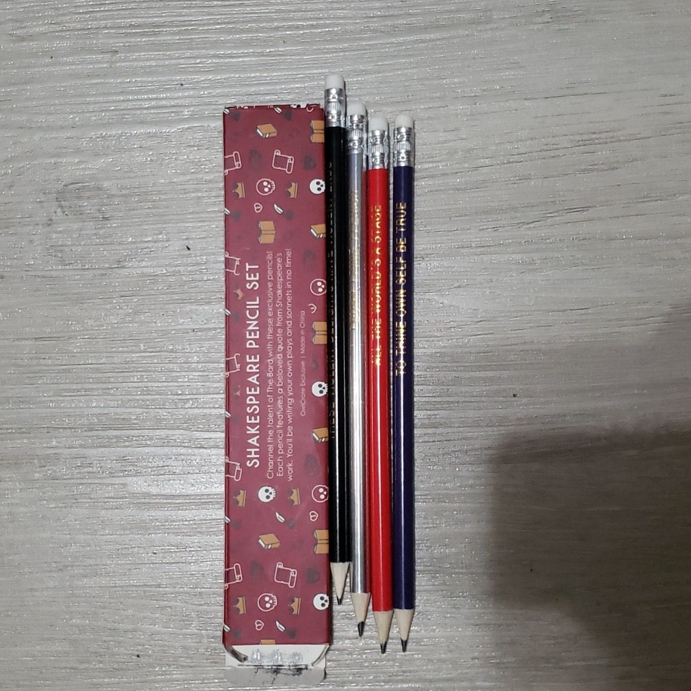 Shakespeare, pencils, Owlcrate set of 4